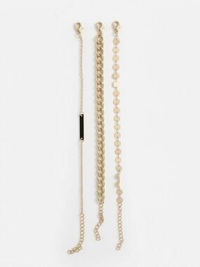 Gold-Tone Chain Bracelet Set – 3 Pieces